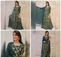 WOMAN PRINTED KURTI SKIRT WITH DUPATTA - L