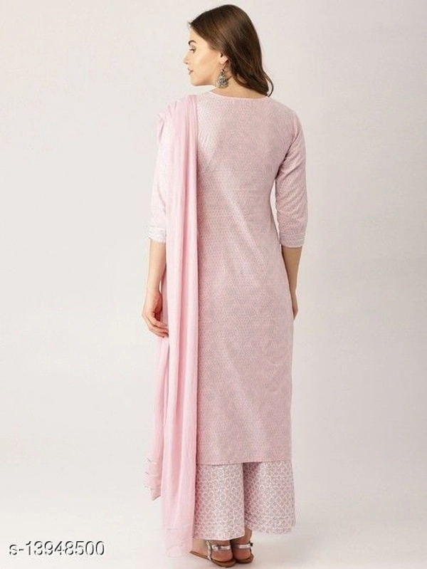 Women Cotton A-line Printed Long Kurti With Palazzos - XXL