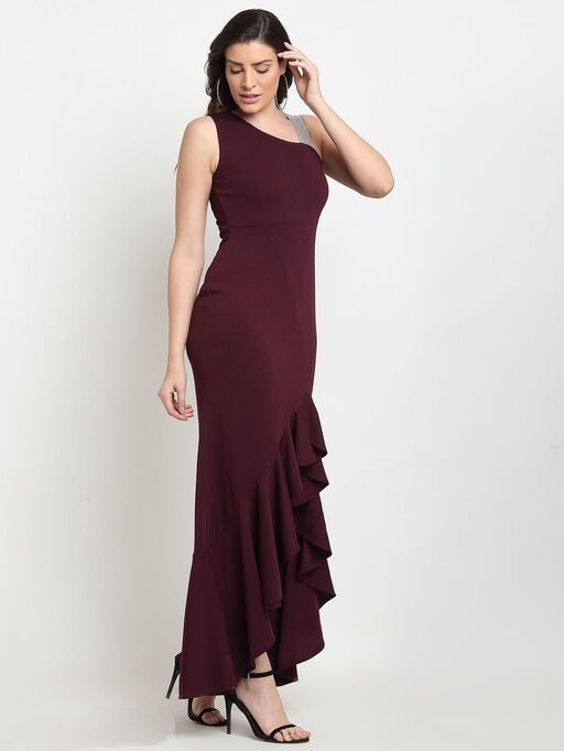 Fit and flare maroon dress hotsell