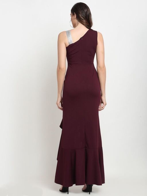 Women Fit and Flare Maroon Dress