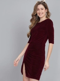 Women Wine Stylish Bodycone Dress - XL