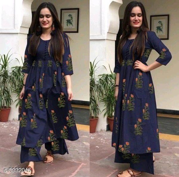 Women's Printed Anarkali Kurta with Palazzos3 - XXL