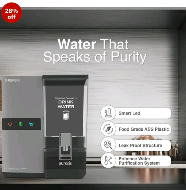 Finepure Ro Water Purifier Finpure Zink Cooper Alkaline Call 7573881001 - Gray