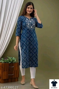 womens embroidery long partywear kurta - L