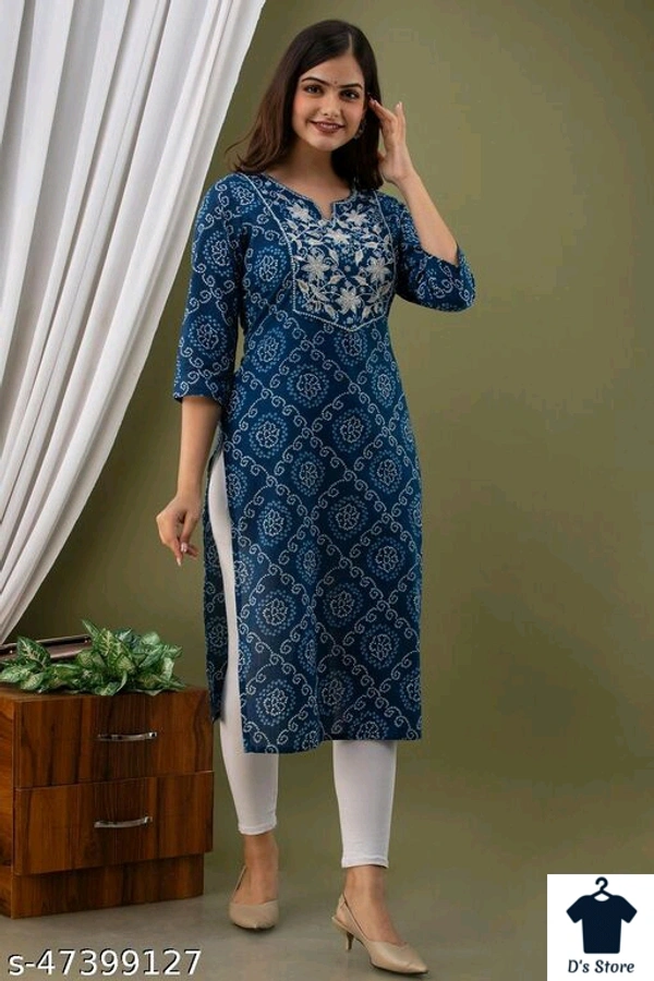 womens embroidery long partywear kurta - L