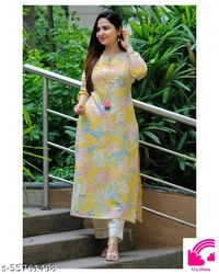 Yellow Front Kurta Set  - XXL