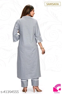 Style Samsara Women's Grey Block Print Kurta Set  - S