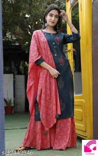 Kurta With Skirt And Duppta  - 3XL