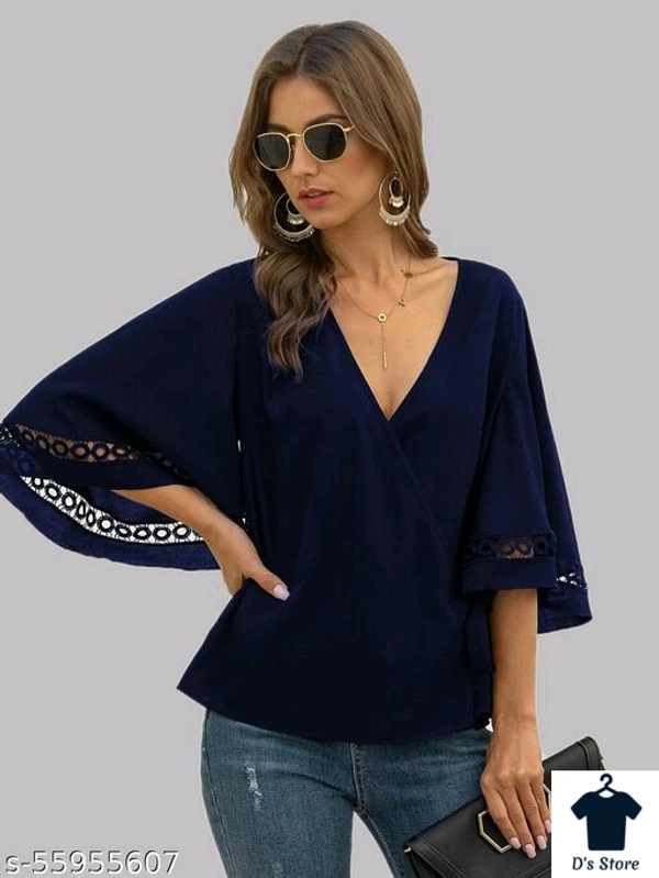 VOGUE NATION WRAP SLEEVE LACE WOMEN TOP - XS