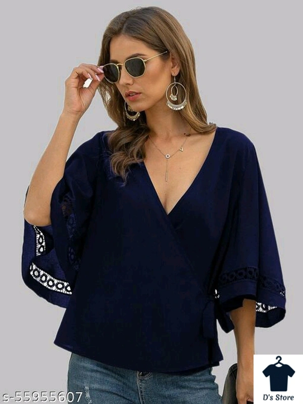 VOGUE NATION WRAP SLEEVE LACE WOMEN TOP - M