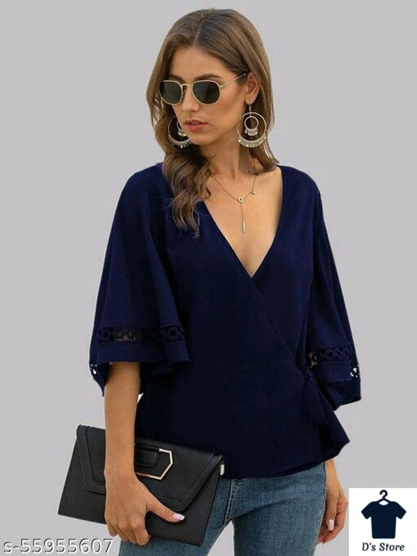 VOGUE NATION WRAP SLEEVE LACE WOMEN TOP - M