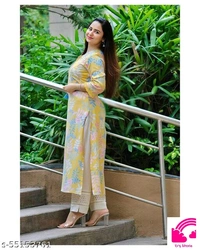 Yellow Front Kurta Set  - XXL