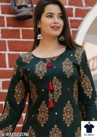 Aagam Fabulous Women Kurta SetsKurta Fabric: RayonBottomwear Fabric: RayonFabric: No DupattaSet Type: Kurta With BottomwearBottom Type: PalazzosSizes:S, XL, L, M, XXLWomen's Beautiful Stylish New Gold Print Kurta with Palazzo  - XXL