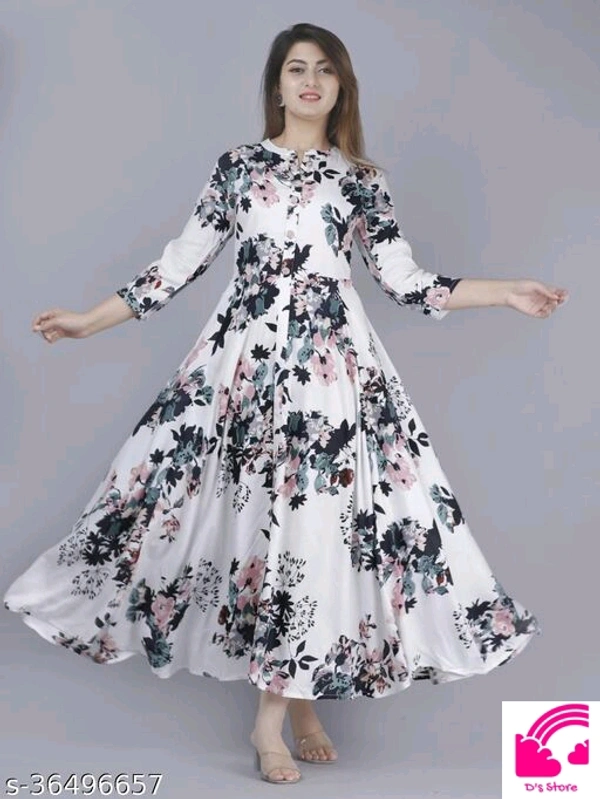 Printed Anarkali Kurti For Women Ethnic Wears Rayon Fabric  - Free size 