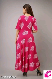 Printed Anarkali Kurti For Women Ethnic Wears Rayon  - Free size 