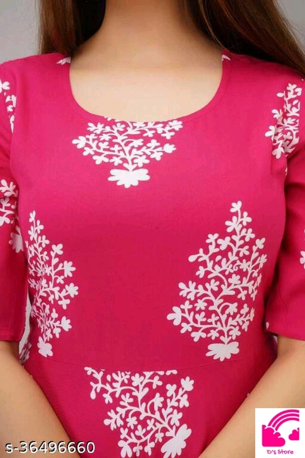 Printed Anarkali Kurti For Women Ethnic Wears Rayon  - Free size 