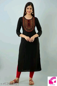 Straight Embroided Kruta For Women  - L
