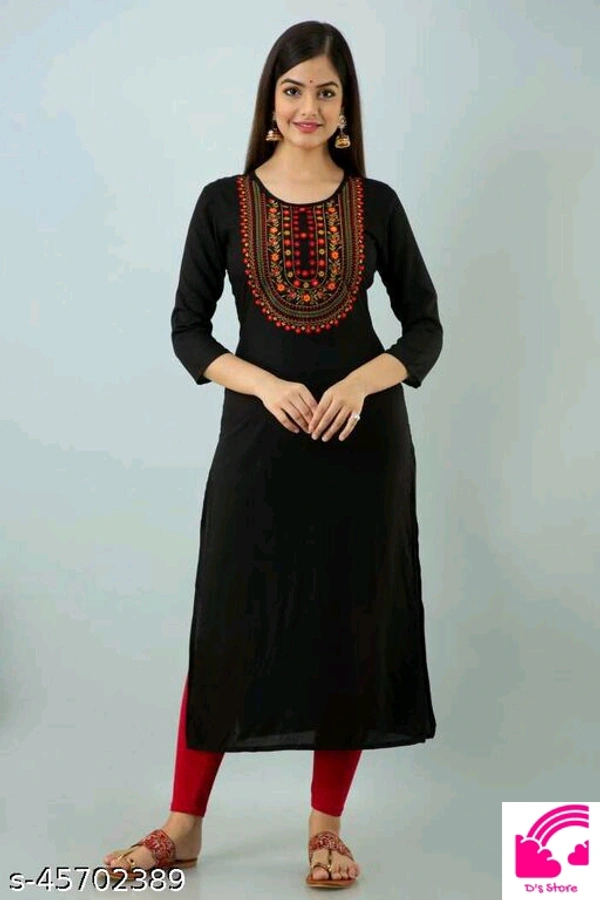 Straight Embroided Kruta For Women  - L