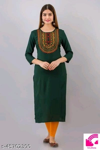 Straight Embroided Kurta For Women  - S