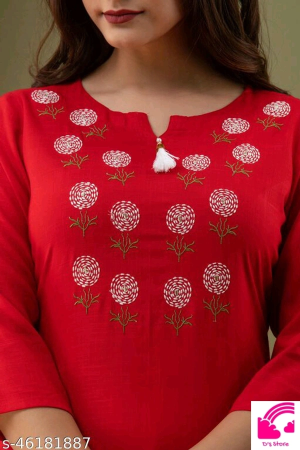 Women's Embroidery Long Partywear Kurtis  - S