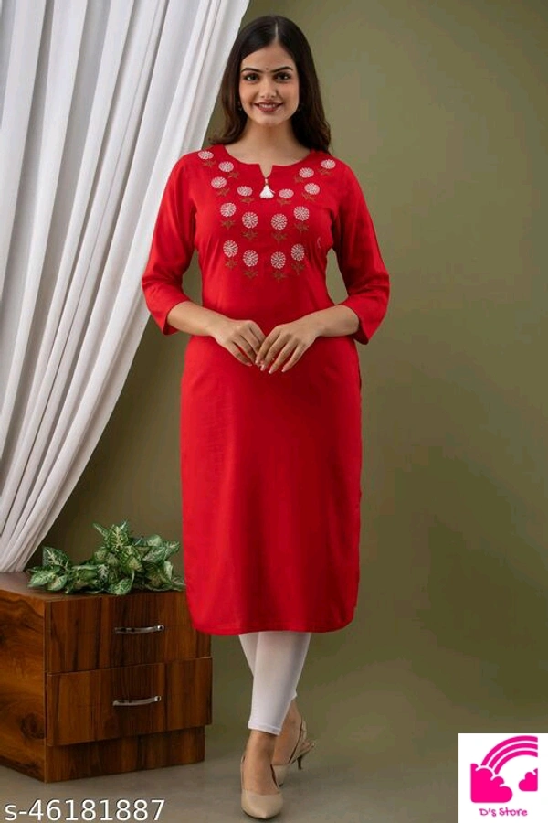 Women's Embroidery Long Partywear Kurtis  - S