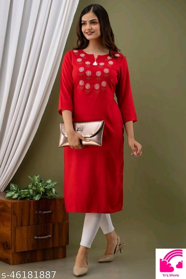 Women's Embroidery Long Partywear Kurtis  - M