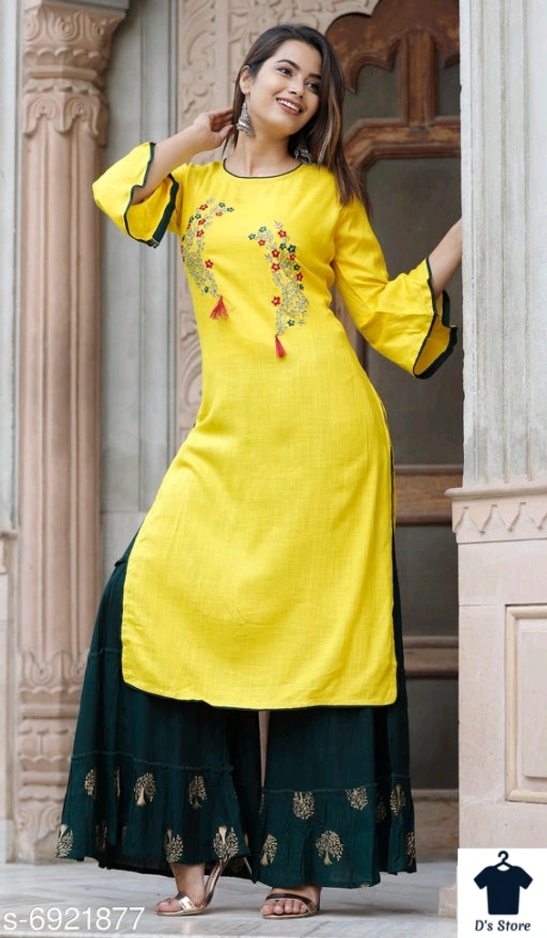Yellow Printed Festive Kurta Set - M