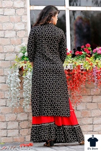 Women's Printed Rayon Kurta Sharara Set - M