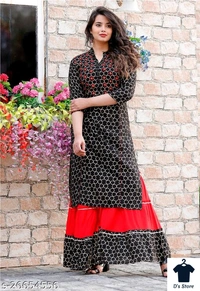 Women's Printed Rayon Kurta Sharara Set - XL