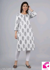 Chaukas White Printed Plus Size Kurtis  - 3XL