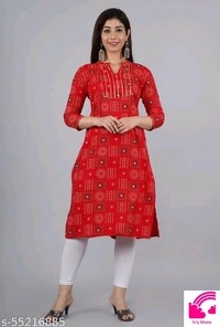 Chaukas Red Bandhej Plus Size Kurtis  - M