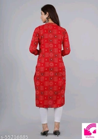 Chaukas Red Bandhej Plus Size Kurtis  - M