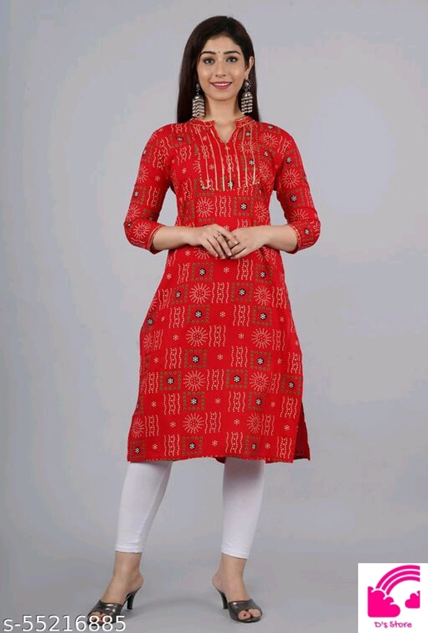 Chaukas Red Bandhej Plus Size Kurtis  - XL