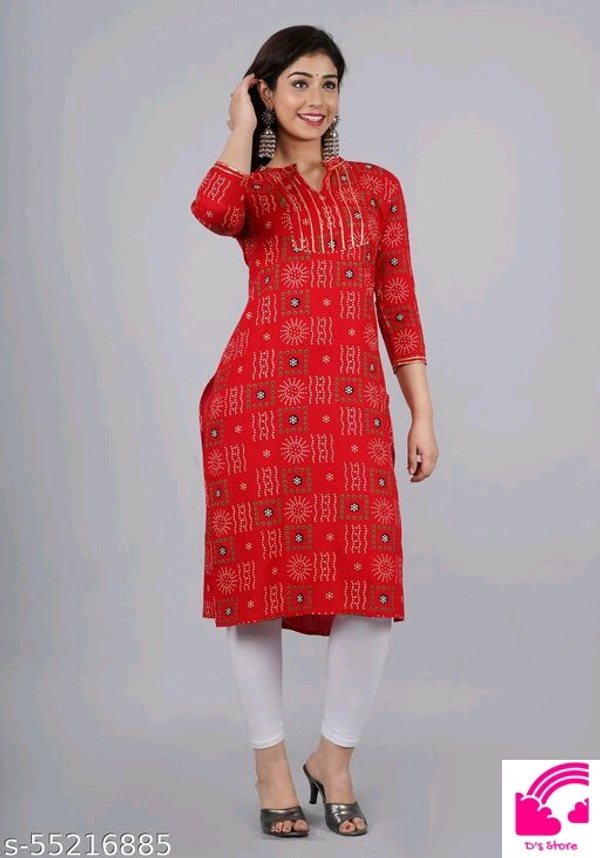 Chaukas Red Bandhej Plus Size Kurtis  - XL