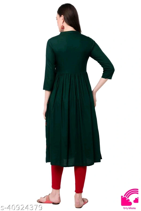 Women Embroidered Rayon Flared Kurta  - M