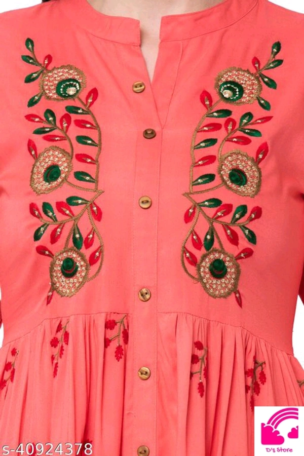 Women Embroidered Rayon Flared Kurta  - XXL