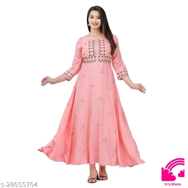 Stylish Retro Women Embroidery Anarkali Kurtis  - XL