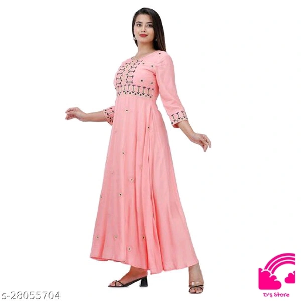 Stylish Retro Women Embroidery Anarkali Kurtis  - XL