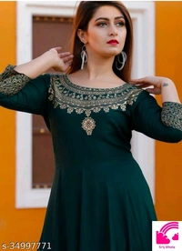 Women Printed Rayon Flared Kurtis  - XL