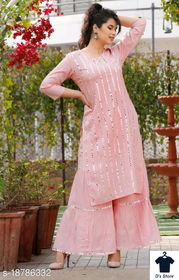 Woman's rayon kurti with sharara Kurta Set - XL