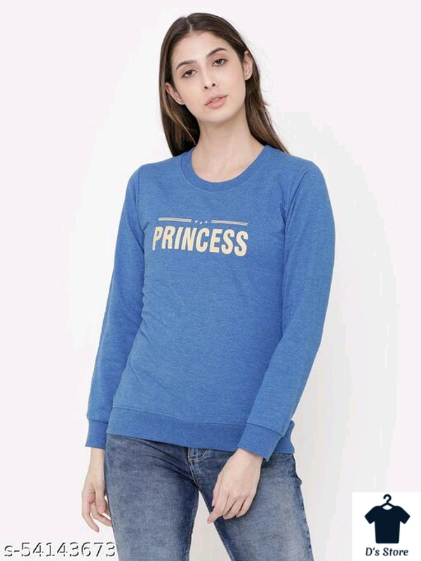 Elegance women's  Round Neck Blue colour stylish sweatshirt - XL