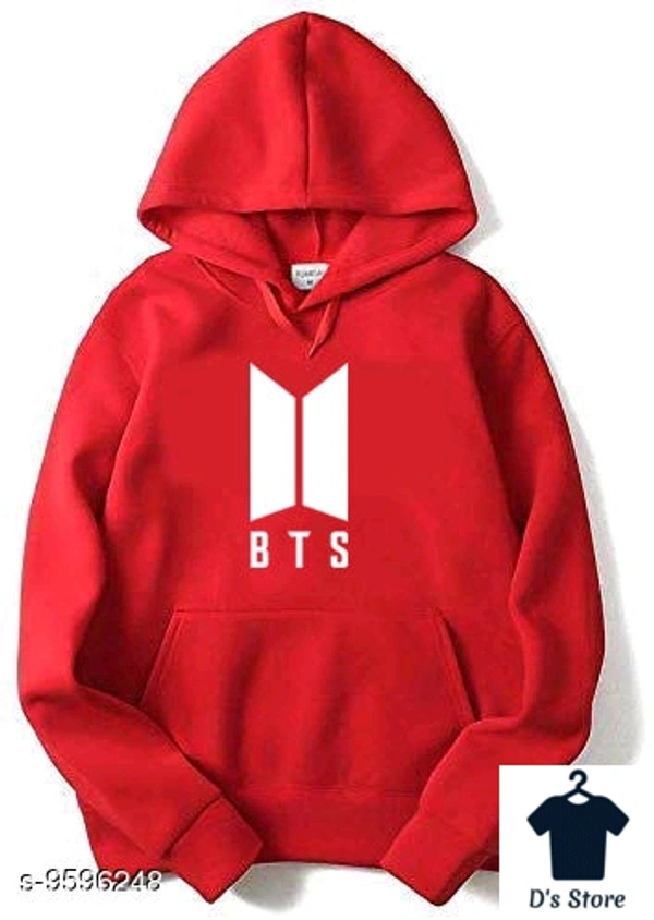 Divra Clothing Unisex Regular Fit BTS Printed Cotton Hoodie RED - L