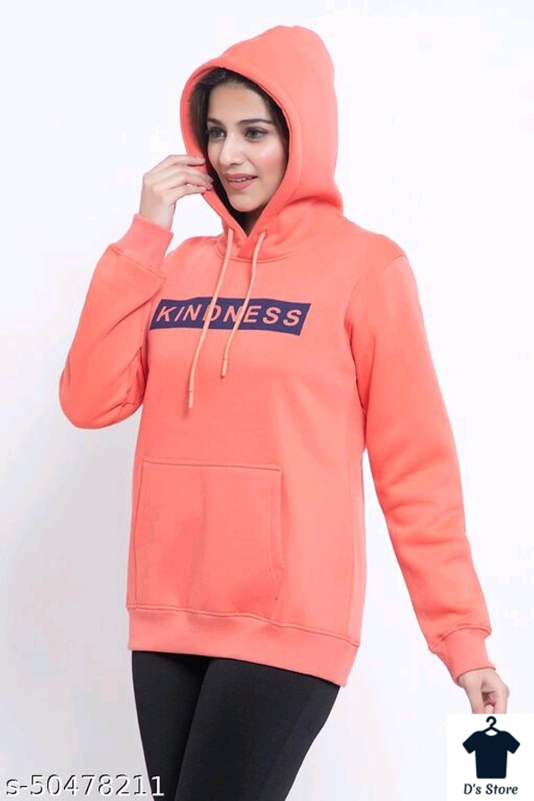 BellPaper Women's and Girls 100% Pure Cotton fleecs Hoodies & Sweatshirts with Latest Trends of Printed Sticker  - L