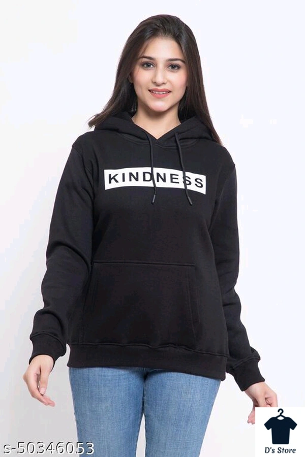 BellPaper Women's and Girls 100% Pure Cotton fleecs Hoodies & Sweatshirts with Latest Trends of Printed Sticker  - L