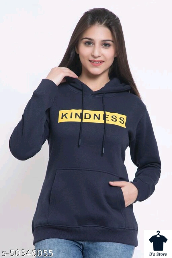 BellPaper Women's and Girls 100% Pure Cotton fleecs Hoodies & Sweatshirts with Latest Trends of Printed Sticker  - M