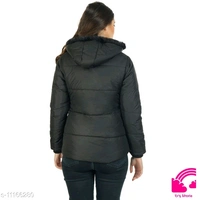 Xohy Naylon Hooded Jacket For Women - Black  - L