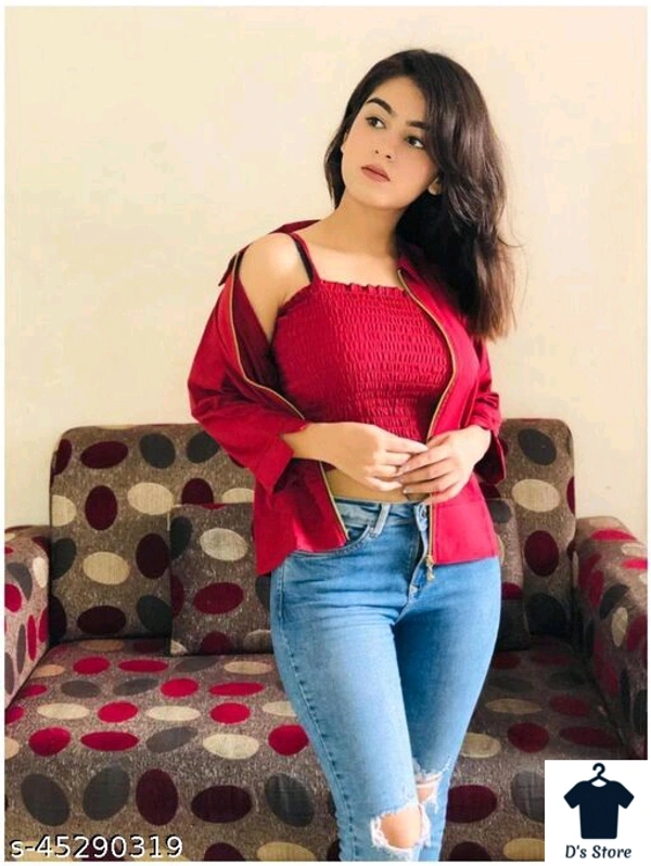 Hot Red Full Sleeves Jackets - FREE SIZE