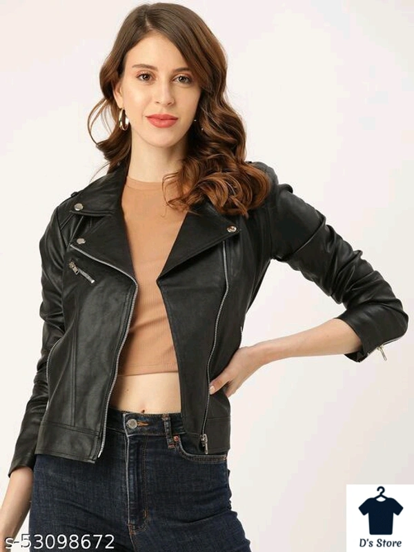 DJIN Women Stylish Leather Jacket Black - L