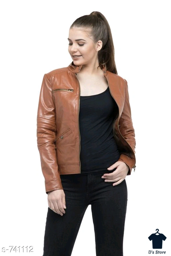 Stylish Women Ambrish Brown Leather Jacket - S