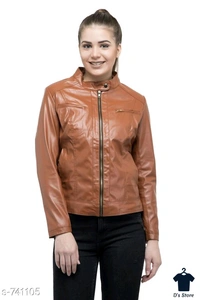 Stylish Women Ambrish Brown Leather Jacket - S